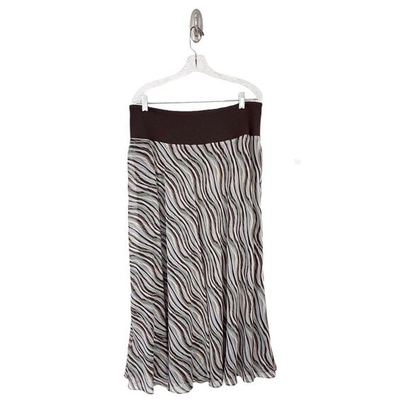 Jones New York Dresses & Skirts - Jones New York Women’s Drop Waist Aqua Brown White & Gold Silk Maxi Skirt Size L